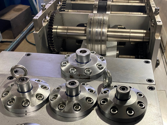 Roll forming tooling on the factory floor at Frametec